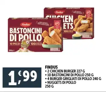 Deco Supermercati Findus 2 chicken burger offerta