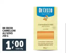 Deco Supermercati De cecco cannelloni all'uovo offerta