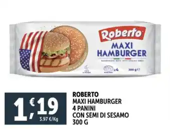 Deco Supermercati Roberto maxi hamburger 4 panini con semi di sesamo offerta