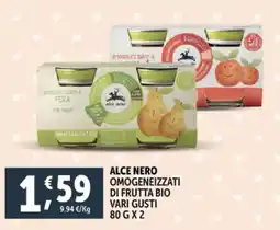 Deco Supermercati Alce nero omogeneizzati di frutta bio vari gusti offerta