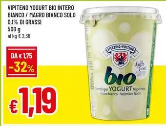 Famila Vipiteno yogurt bio intero bianco / magro bianco solo 0,1% di grassi offerta