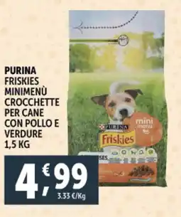 Deco Supermercati Purina friskies minimenù crocchette per cane con pollo e verdure offerta