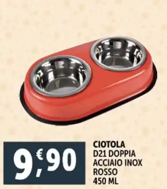 Deco Supermercati Ciotola d21 doppia acciaio inox rosso offerta