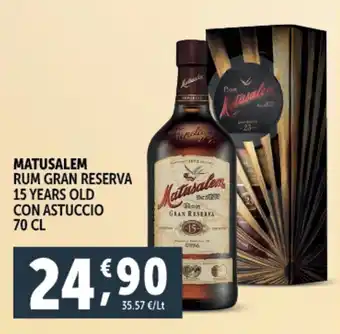 Deco Supermercati Matusalem rum gran reserva 15 years old con astuccio offerta