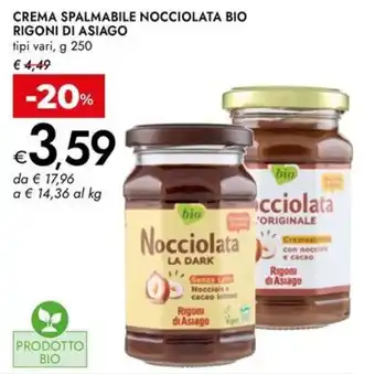 Bennet Crema spalmabile nocciolata bio RIGONI DI ASIAGO offerta