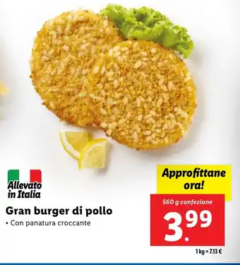 Lidl Gran burger di pollo offerta