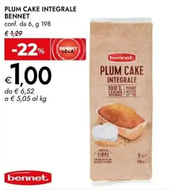 Bennet Plum cake integrale BENNET offerta