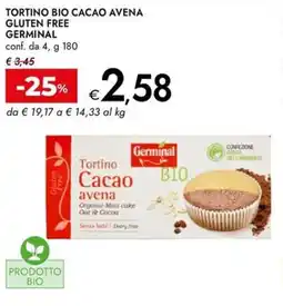 Bennet Tortino bio cacao avena gluten free GERMINAL offerta