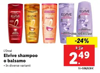 Lidl L'Oreal Elvive shampoo o balsamo offerta