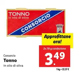 Lidl Consorcio Tonno in olio di oliva offerta