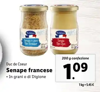 Lidl Duc de Coeur Senape francese offerta