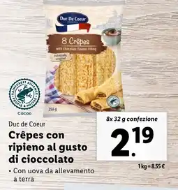 Lidl Duc de Coeur Crêpes con ripieno al gusto di cioccolato offerta