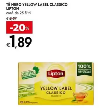 Bennet Tè nero yellow label classico LIPTON offerta