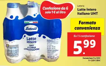 Lidl Latteria Latte intero italiano UHT offerta