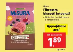 Lidl Misura Fibrextra biscotti integrali offerta