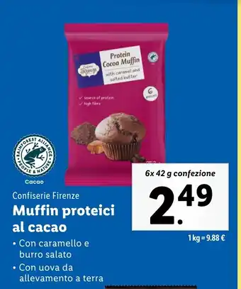 Lidl Confiserie Firenze Muffin proteici al cacao offerta