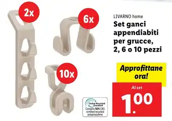 Lidl LIVARNO home Set ganci appendiabiti per grucce, 2, 6 o 10 pezzi offerta