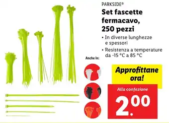 Lidl PARKSIDE Set fascette fermacavo, 250 pezzi offerta