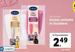 Lidl DUC DE COEUR Gelato sorbetto in bicchiere offerta