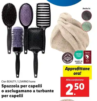 Lidl Cien BEAUTY/LIVARNO home Spazzola per capelli o asciugamano a turbante per capelli offerta