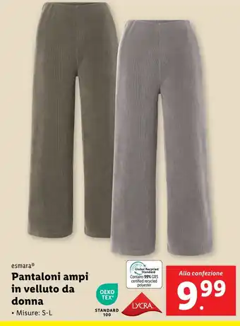 Lidl esmara Pantaloni ampi in velluto da donna offerta