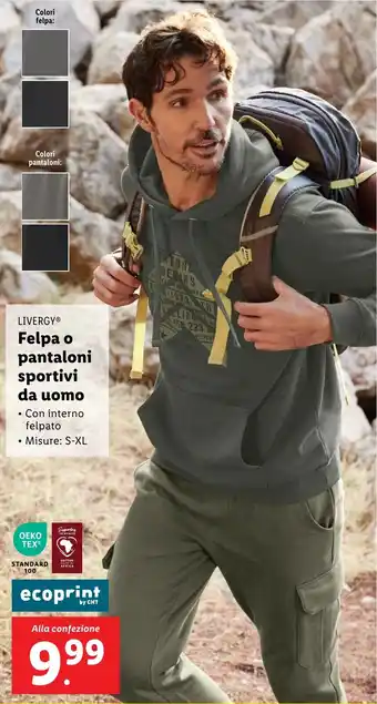 Lidl LIVERGY Felpa o pantaloni sportivi da uomo offerta