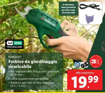 Lidl PARKSIDE Forbice da giardinaggio ricaricabile offerta