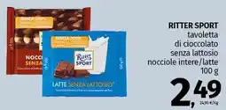 Pam RITTER SPORT tavoletta di cioccolato senza lattosio nocciole intere/latte offerta