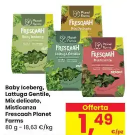 Despar Baby Iceberg, Lattuga Gentile, Mix delicato, Misticanza Frescaah Planet Farms offerta