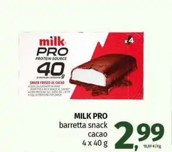 Pam MILK PRO barretta snack cacao offerta