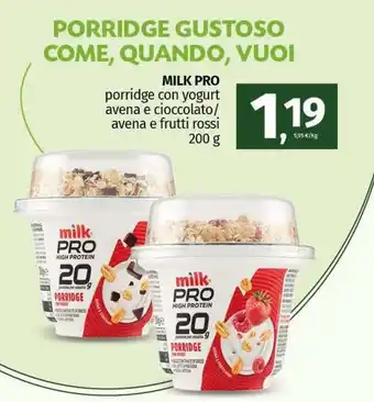 Pam MILK PRO porridge con yogurt avena e cioccolato/ avena e frutti rossi offerta