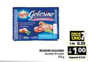 Pam NEGRONI GOLOSINO wurstel di suino offerta