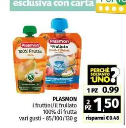 Pam PLASMON i fruttini/il frullato 100% di frutta offerta