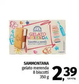 Pam SAMMONTANA gelato merenda 8 biscotti offerta