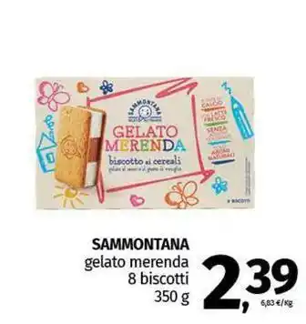 Pam SAMMONTANA gelato merenda 8 biscotti offerta