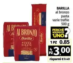 Pam BARILLA al bronzo pasta varie trafile offerta