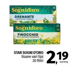 Pam STAR SOGNI D'ORO tisane vari tipi 20 filtri offerta