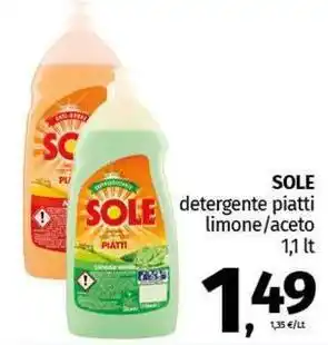 Pam SOLE detergente piatti limone/aceto offerta