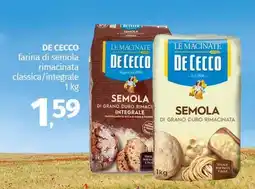 Pam DE CECCO farina di semola rimacinata classica/integrale offerta