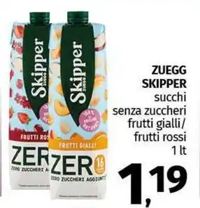 Pam ZUEGG SKIPPER succhi senza zuccheri frutti gialli/ frutti rossi offerta