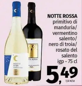 Pam NOTTE ROSSA primitivo di manduria/ vermentino salento/ nero di troia/ rosato del salento igp offerta