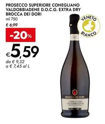 Bennet Prosecco superiore conegliano valdobbiadene d.o.c.g. extra dry BROCCA DEI DORI offerta