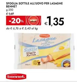 Bennet Sfoglia sottile all'uovo per lasagne BENNET offerta