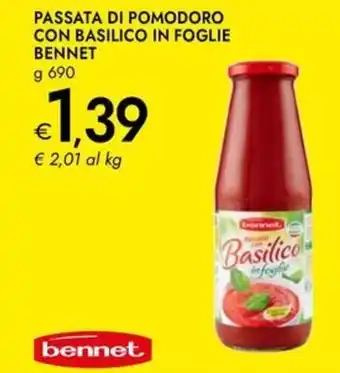 Bennet Passata di pomodoro con basilico in foglie BENNET offerta