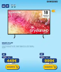 Euronics SAMSUNG SMART TV LED UE55DU7170UXZT 55" offerta