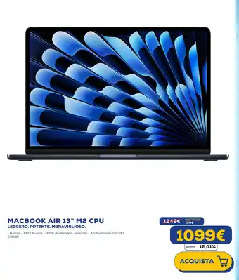 Euronics MACBOOK AIR 13" M2 CPU offerta