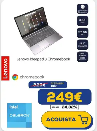 Euronics Lenovo Ideapad 3 Chromebook offerta