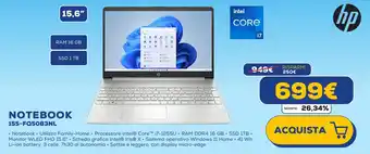 Euronics hp NOTEBOOK 15S-FQ5083NL offerta