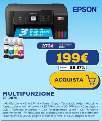 Euronics EPSON MULTIFUNZIONE ET-2875 offerta