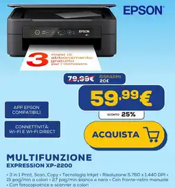 Euronics EPSON MULTIFUNZIONE EXPRESSION XP-2200 offerta